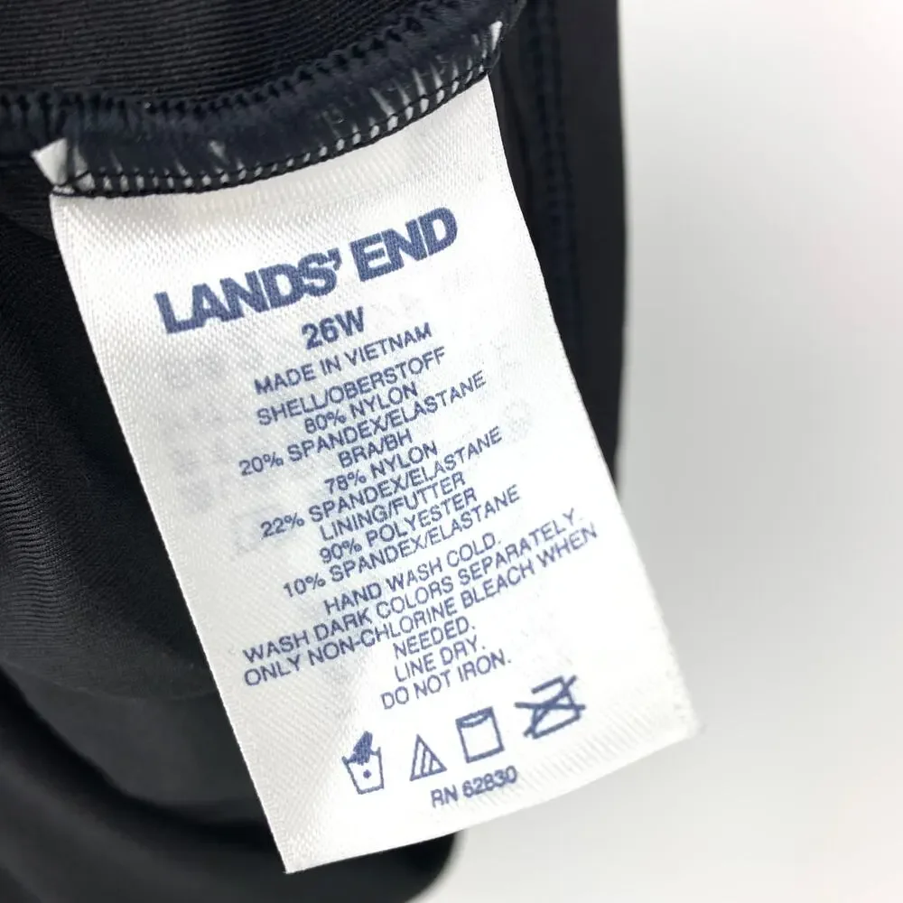 Lands' End Swimwear Women's Size 26W Tankini Top Cross Front Black